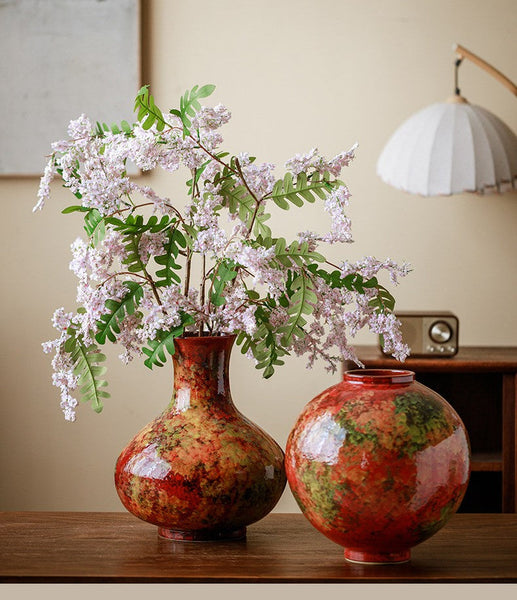 Large Pottery Flower Vases, Handmade Water Holding Flower Vases, Modern Bouquet Flower Vases, Centerpiece on Dining Table, Flower Vase on Table-Art Painting Canvas