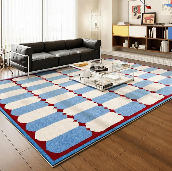 Mid Century Modern Rugs, Contemporary Modern Rugs for Dining Room, Bedroom Modern Floor Carpet, Blue Modern Rug Designs, Living Room Rug Ideas-Art Painting Canvas