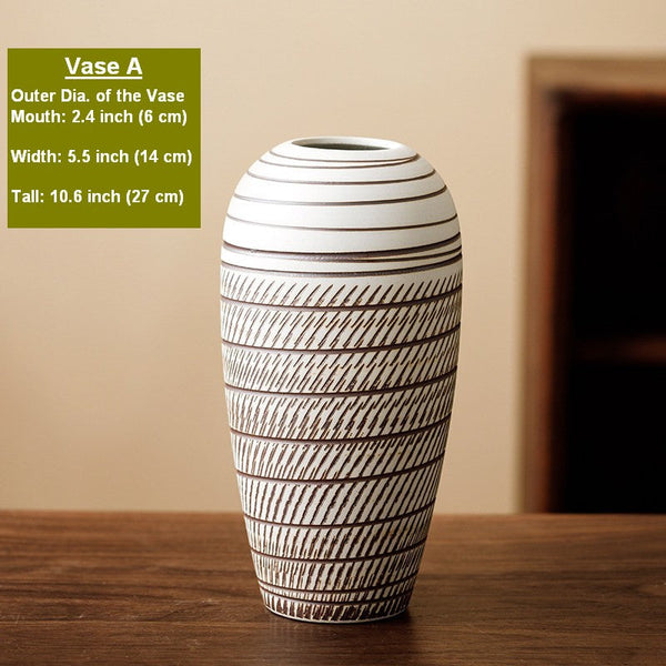 Modern Bouquet Flower Vases, Centerpiece on Dining Table, Large Flower Vase on Table, Handmade Pottery Flower Vases Urn, Water Holding Flower Vases-Art Painting Canvas