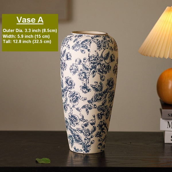 Porcelain Flower Vases, Modern Ceramic Bouquet Vases, Centerpiece on Dining Table, Flower Vase on Table, Handmade Water Holding Flower Vases-Art Painting Canvas