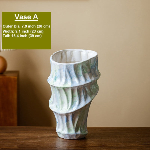 Modern Porcelain Flower Vases, Handmade Water Holding Flower Vases, Centerpiece on Dining Table, Ceramic Bouquet Vases, Flower Vases on Table-Art Painting Canvas