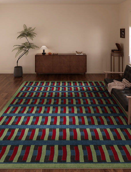 Colorful Absract Rugs for Bedroom, Minimalist Geometric Rugs for Living Room, Mid Century Modern Rugs, Contemporary Modern Rugs for Living Room-Art Painting Canvas