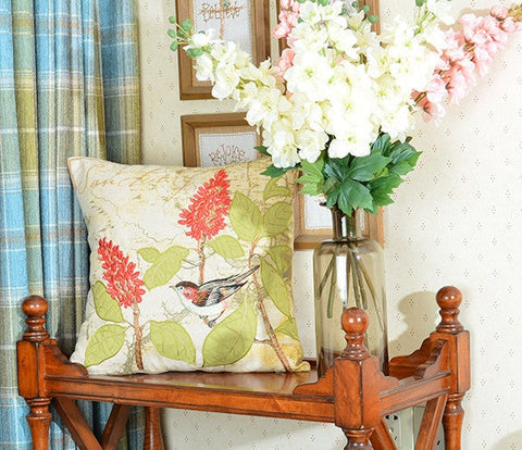 Pillows for Farmhouse, Living Room Throw Pillows, Decorative Sofa Pillows, Bird Throw Pillows, Embroidery Throw Pillows, Rustic Pillows for Couch-Art Painting Canvas