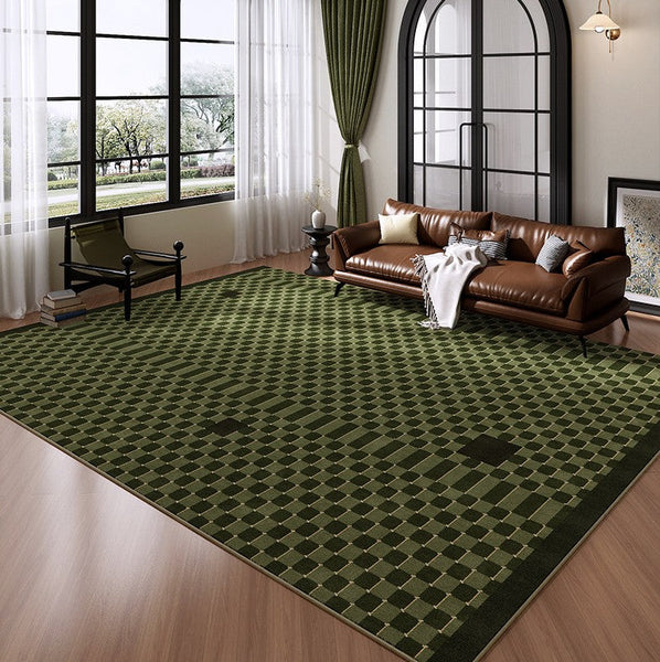 Living Room Contemporary Modern Rugs, Minimalist Geometric Rugs for Living Room, Green Absract Rugs for Bedroom, Mid Century Modern Rugs-Art Painting Canvas