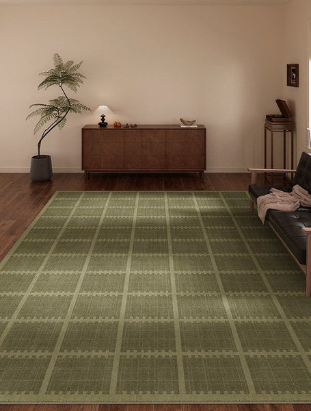 Contemporary Modern Rugs for Living Room, Minimalist Geometric Rugs for Living Room, Mid Century Modern Rugs, Green Absract Rugs for Bedroom-Art Painting Canvas