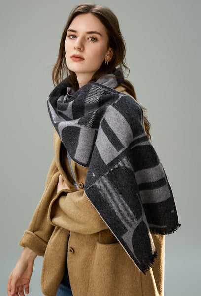 Soft Cashmere Scarf for Women, Casual Scarf for Women, Modern Wool Scarf for Women, Fashion Designer Scarf, Cold Weather Scarf, Winter Scarf-Art Painting Canvas