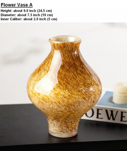 Modern Glass Bud Vases, Centerpiece Vases on Table, Handmade Liuli Vases, Color Glaze Vase, Contemporary Vases for Modern Home Decor-Art Painting Canvas