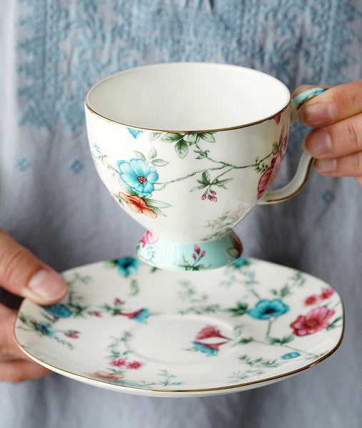 Coffee Cup in Gift Box, Vintage Tea Cup Set, British Tea Cup with Saucer, Porcelain Tea cups, Elegant Coffee Cup, Porcelain Coffee Cups, Afternoon Tea Cup with Saucer Set-Art Painting Canvas