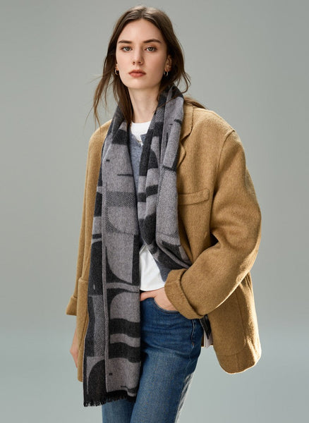 Soft Cashmere Scarf for Women, Casual Scarf for Women, Modern Wool Scarf for Women, Fashion Designer Scarf, Cold Weather Scarf, Winter Scarf-Art Painting Canvas