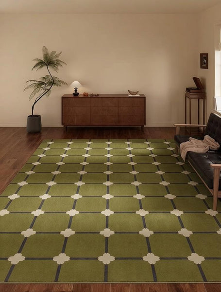 Minimalist Geometric Rugs for Living Room, Green Absract Rugs for Bedroom, Living Room Contemporary Modern Rugs, Mid Century Modern Rugs-Art Painting Canvas