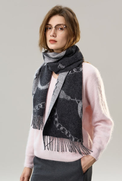 Holiday Women Scarf, Christmas Gifts for Her, Modern Wool Scarf, Warm Winter Scarf, Cold Weather Scarf, Fashion Scarf, Soft Cashmere Scarf for Girls, Elegant Designer Scarf-Art Painting Canvas