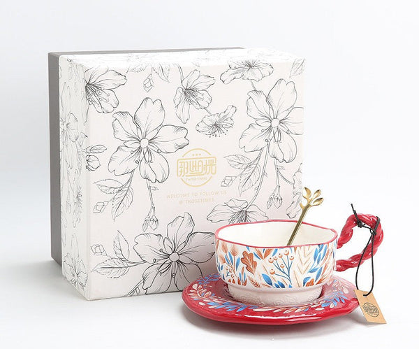 Porcelain Tea Cup Set, Ceramic Coffee Cup Set, Tea Cup With Saucer, Coffee Cup With Saucer, British Afternoon Tea Set, Gift Box Tea Set-Art Painting Canvas