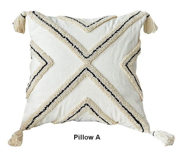 Beige Decorative Throw Pillows, Geometric Square Modern Throw Pillows for Couch, Contemporary Throw Pillow for Interior Design-Art Painting Canvas