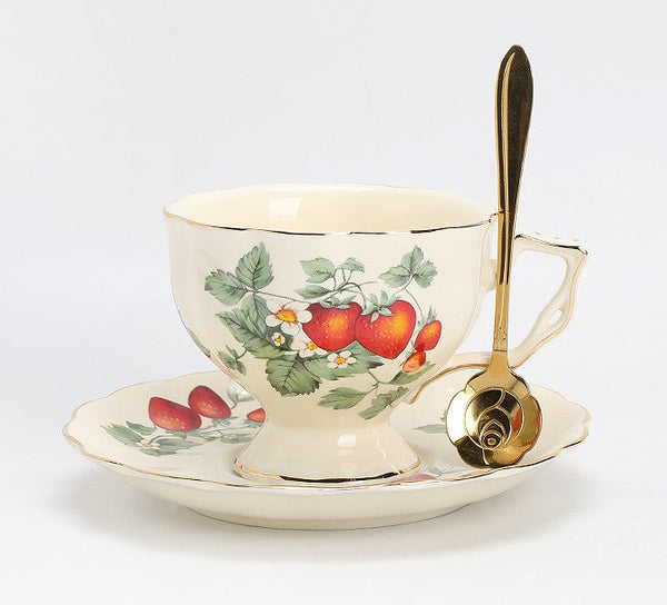 Beautiful British Tea Cups, Bone China Porcelain Tea Cup Set, Traditional English Tea Cups and Saucers, Unique Ceramic Coffee Cups-Art Painting Canvas