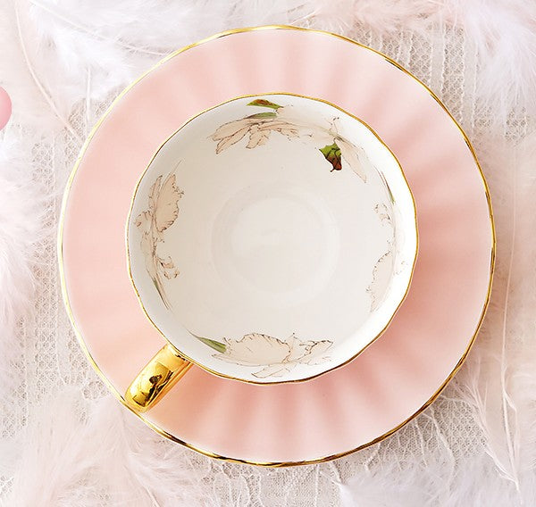 Beautiful British Tea Cups, Unique Traditional Afternoon Tea Cup and Saucer, Elegant Ceramic Coffee Cups, Royal Porcelain Tea Cup Set-Art Painting Canvas
