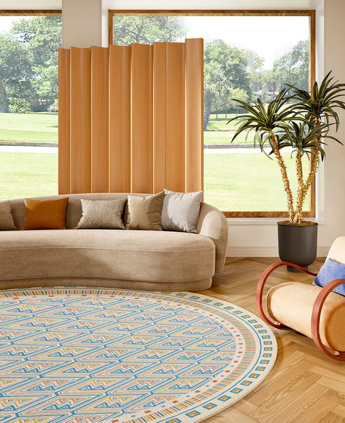 Abstract Contemporary Round Rugs for Dining Room, Circular Modern Rugs for Bathroom, Geometric Modern Rug Ideas for Living Room, Modern Rugs for Children's Room-Art Painting Canvas