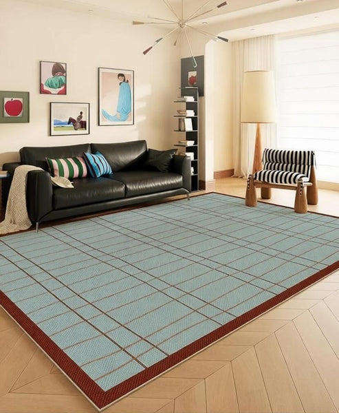 Modern Living Room Rug Ideas, Mid Century Contemporary Rugs, Geometric Modern Area Rugs, Blue Modern Rugs for Dining Room-Art Painting Canvas