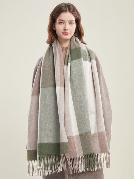 Wool Scarf for Women, Plaid Winter Shawl, Soft Wool Scarf for women, Christmas Holiday Gift, Evening Wrap, Large Winter Shawl, Elegant Shawl, Warm Cape, Winter Scarves-Art Painting Canvas