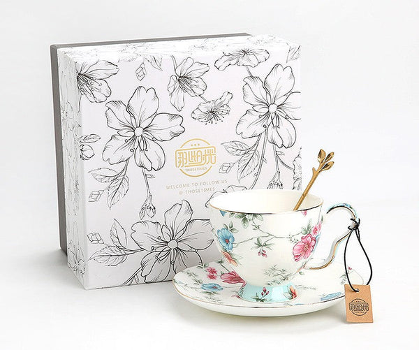 Coffee Cup in Gift Box, Vintage Tea Cup Set, British Tea Cup with Saucer, Porcelain Tea cups, Elegant Coffee Cup, Porcelain Coffee Cups, Afternoon Tea Cup with Saucer Set-Art Painting Canvas
