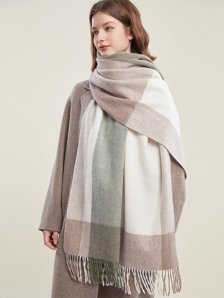 Wool Scarf for Women, Plaid Winter Shawl, Soft Wool Scarf for women, Christmas Holiday Gift, Evening Wrap, Large Winter Shawl, Elegant Shawl, Warm Cape, Winter Scarves-Art Painting Canvas