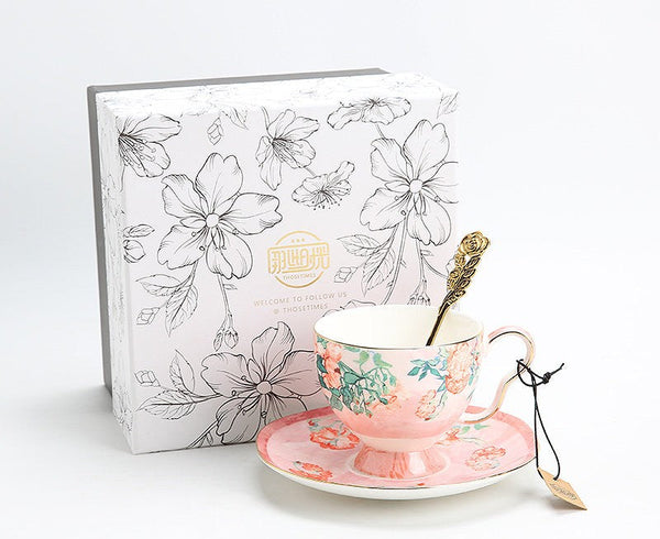 British Tea Cup Set, Afternoon Tea Cup with Saucer Set, Porcelain Tea cups, Elegant Coffee Cup, Porcelain Coffee Cups, Coffee Cup in Gift Box, Vintage Tea Cup Set-Art Painting Canvas
