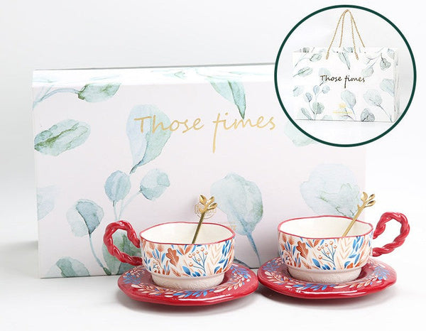Ceramic Coffee Cup Set, Tea Cup With Saucer, Coffee Cup With Saucer, Porcelain Tea Cup Set, British Afternoon Tea Set, Gift Box Tea Set-Art Painting Canvas