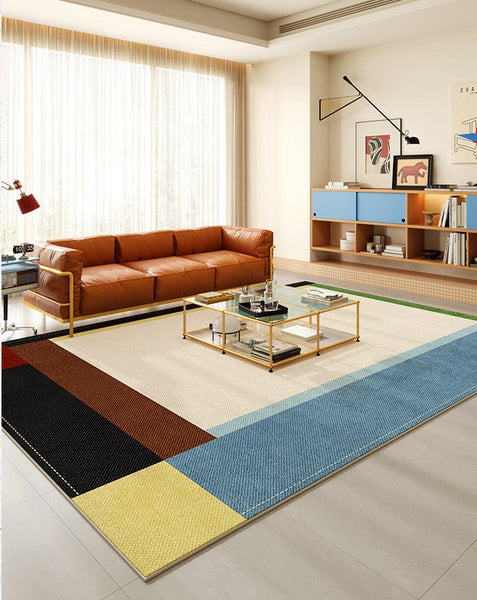 Modern Living Room Rug Ideas, Geometric Contemporary Area Rugs, Mid Century Modern Rugs, Colorful Modern Rugs for Bedroom-Art Painting Canvas