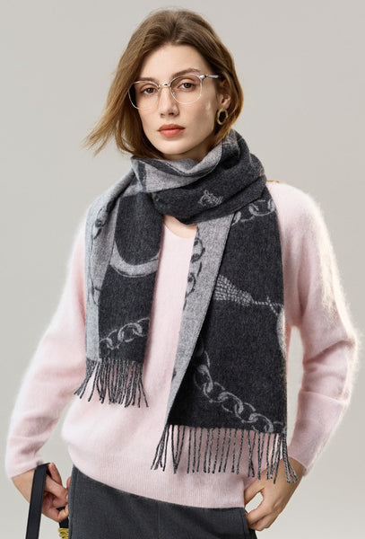 Holiday Women Scarf, Christmas Gifts for Her, Modern Wool Scarf, Warm Winter Scarf, Cold Weather Scarf, Fashion Scarf, Soft Cashmere Scarf for Girls, Elegant Designer Scarf-Art Painting Canvas