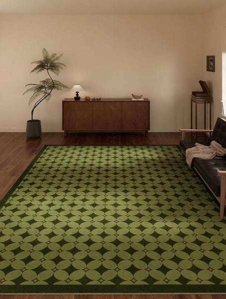 Mid Century Modern Rugs, Green Absract Rugs for Bedroom, Contemporary Modern Rugs for Living Room, Minimalist Geometric Rugs for Living Room-Art Painting Canvas