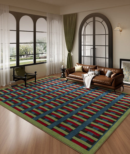 Colorful Absract Rugs for Bedroom, Minimalist Geometric Rugs for Living Room, Mid Century Modern Rugs, Contemporary Modern Rugs for Living Room-Art Painting Canvas