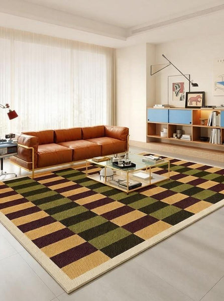 Mid Century Modern Rugs, Colorful Modern Rugs for Bedroom, Modern Living Room Rug Ideas, Geometric Contemporary Area Rugs-Art Painting Canvas