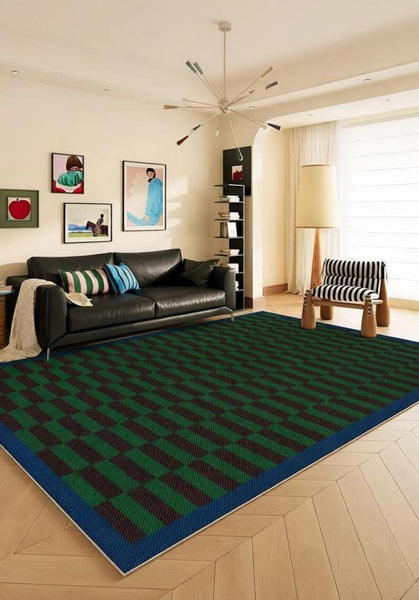 Modern Living Room Rug Ideas, Geometric Contemporary Area Rugs, Green Mid Century Modern Rugs, Colorful Modern Rugs for Dining Room-Art Painting Canvas