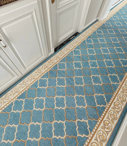 Modern Long Hallway Runners, Entryway Runner Rugs, Stain-resistant Non Slip Entrance Hallway Runners, Extra Long Narrow Runner Rugs, Kitchen Runner Rugs, Blue Hallway Runners-Art Painting Canvas