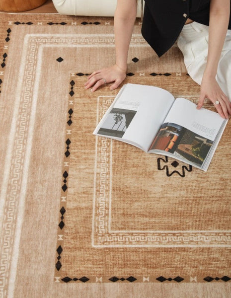 Contemporary Rugs for Bedroom, Mid Century Modern Rugs Next to Bed, Abstract Modern Carpets for Living Room, Modern Rugs for Dining Room-Art Painting Canvas