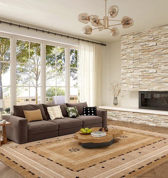 Contemporary Rugs for Bedroom, Mid Century Modern Rugs Next to Bed, Abstract Modern Carpets for Living Room, Modern Rugs for Dining Room-Art Painting Canvas