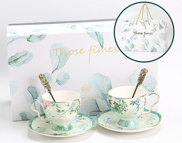 Elegant Coffee Cup, Porcelain Tea Saucer, Ceramic Tea Cup Set, Luxury Tea Cup Set, British Tea Cup Set-Art Painting Canvas