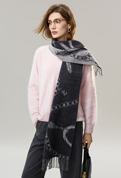 Holiday Women Scarf, Christmas Gifts for Her, Modern Wool Scarf, Warm Winter Scarf, Cold Weather Scarf, Fashion Scarf, Soft Cashmere Scarf for Girls, Elegant Designer Scarf-Art Painting Canvas