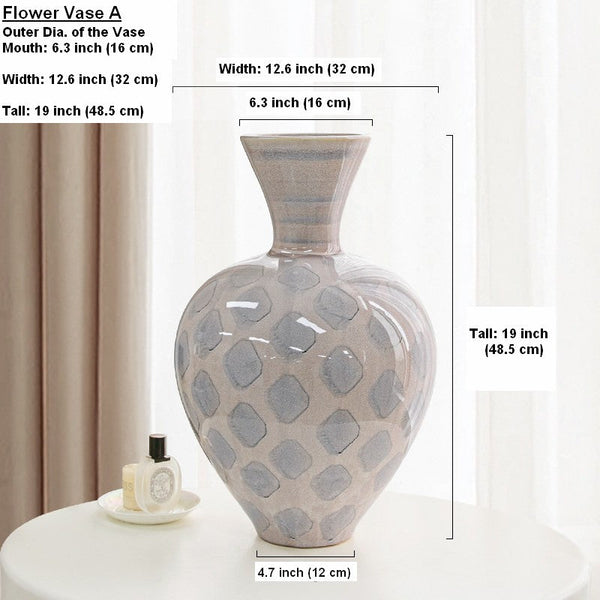 Porcelain Flower Vases, Flower Vases on Table, Contemporary Vases for Modern Home Decor, Ceramic Bouquet Vases, Dining Table Centerpiece-Art Painting Canvas