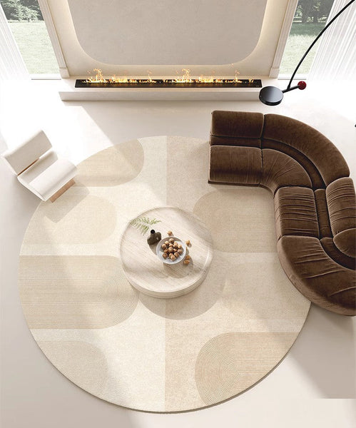 Round Contemporary Modern Rugs for Bedroom, Bathroom Modern Round Rugs, Circular Modern Rugs under Coffee Table, Round Modern Rugs in Living Room