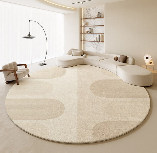 Bathroom Modern Round Rugs, Circular Modern Rugs under Coffee Table, Round Contemporary Modern Rugs for Bedroom, Round Modern Rugs in Living Room-Art Painting Canvas