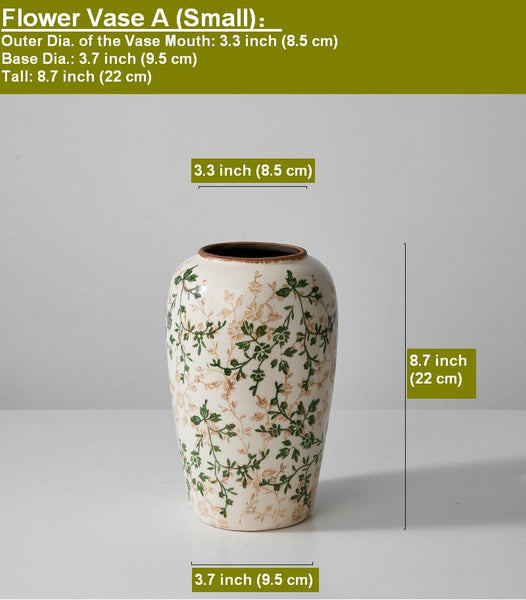 Porcelain Flower Vases, Rustic Flower Vases on Table, Dining Table Centerpiece, Ceramic Bouquet Vases, Handmade Water Holding Flower Vase-Art Painting Canvas