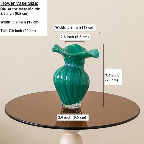 Unique Handmade Liuli Vases, Color Glaze Vase, Contemporary Vases for Modern Home Decor, Green Glass Bud Vases, Centerpiece Vases on Table-Art Painting Canvas