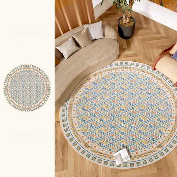 Abstract Contemporary Round Rugs for Dining Room, Circular Modern Rugs for Bathroom, Geometric Modern Rug Ideas for Living Room, Modern Rugs for Children's Room-Art Painting Canvas