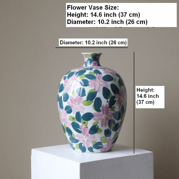 Centerpiece Ceramic Bouquet Vases, Contemporary Vases on Dining Table, Unique Handmade Modern Flower Vase, Large Porcelain Vases for Modern Home Decor-Art Painting Canvas