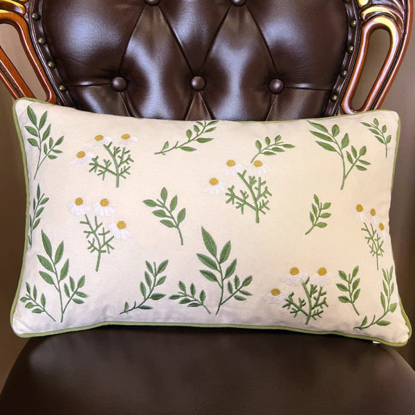 Spring Flower Sofa Decorative Pillows, Farmhouse Decorative Throw Pillows, Embroider Flower Cotton Pillow Covers, Flower Decorative Throw Pillows for Couch-Art Painting Canvas