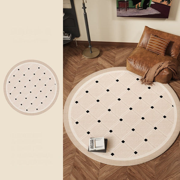 Bedroom Circular Modern Rugs, Mid Century Modern Rugs under Chairs, Geometric Round Rugs for Dining Room, Contemporary Modern Rugs-Art Painting Canvas