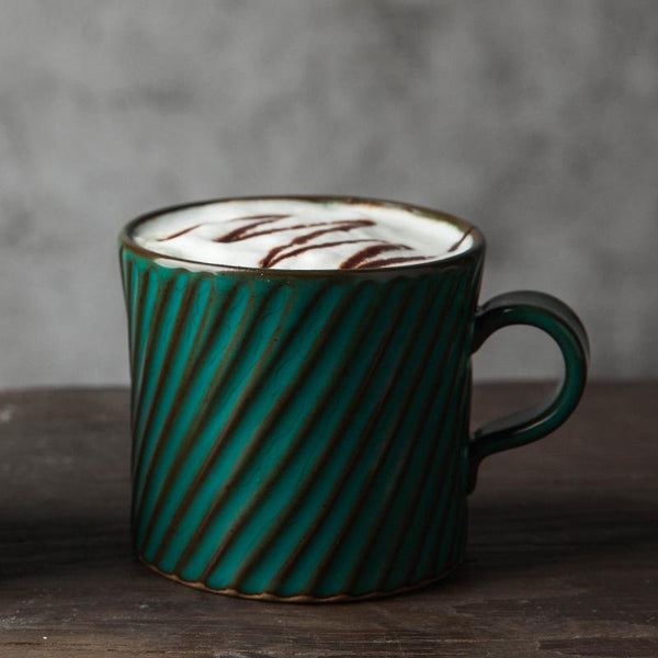 Large Capacity Coffee Cup, Pottery Tea Cup, Handmade Pottery Coffee Cup, Cappuccino Coffee Mug-Art Painting Canvas