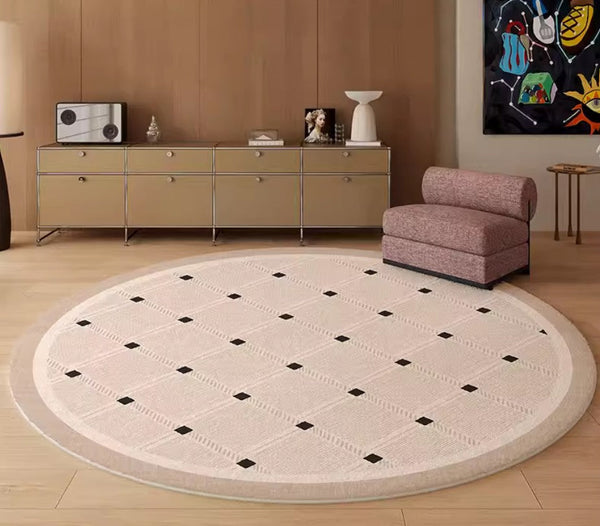 Bedroom Circular Modern Rugs, Mid Century Modern Rugs under Chairs, Geometric Round Rugs for Dining Room, Contemporary Modern Rugs-Art Painting Canvas