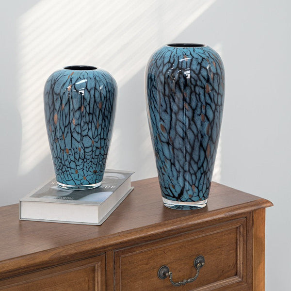 Glass Bud Vases, Bouquet Flower Vase, Colored Glaze Vase for Modern Home Decor, Handmade Liuli Vases, Centerpiece Vases on Table-Art Painting Canvas