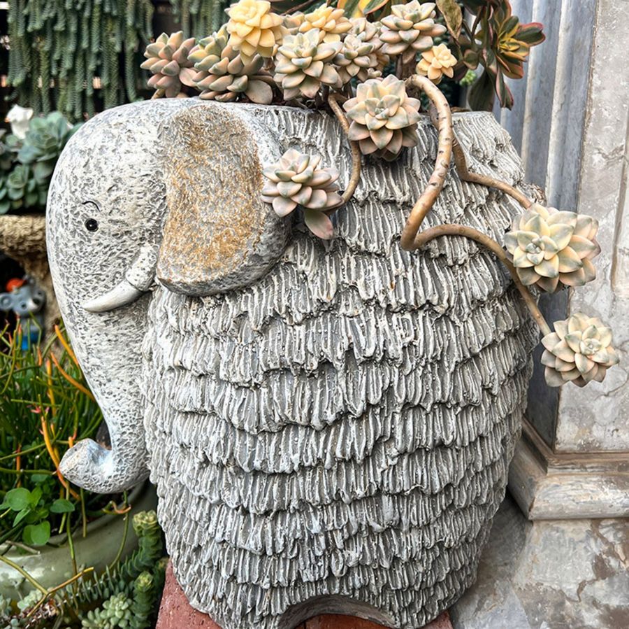 Elephant Flower Pot, Modern Animal Statue for Garden Ornaments, Large Elephant Flowerpot, Resin Statue for Garden, Villa Outdoor Decor Gardening Ideas-Art Painting Canvas